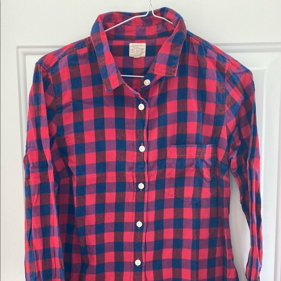 J.Crew plaid bottom down shirt - Picture 1 of 3